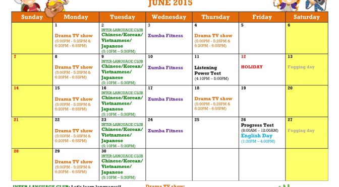 Trường Philinter: Lịch học và hoạt động tháng 6