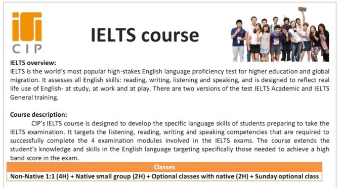 Trường CIP: Chương trình đào tạo khóa IELTS, ESL và TOEIC