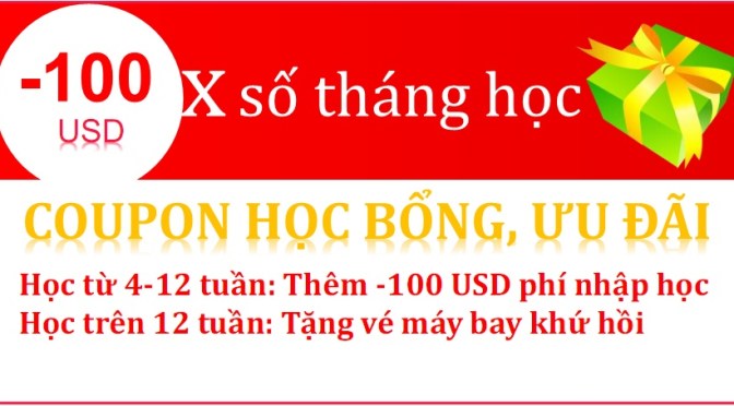 Coupon học bổng, ưu đãi lên đến 600 USD và tặng vé máy bay khứ hồi