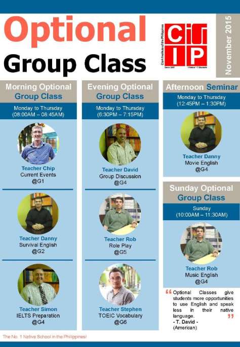 CIP optional group class nov