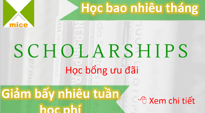 Học bổng: Học bao nhiêu tháng, giảm bấy nhiêu tuần học phí