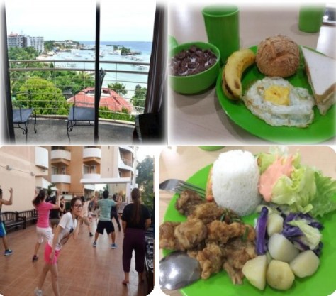 Bữa sáng và trưa, phòng ở ký túc xá hướng ra biển