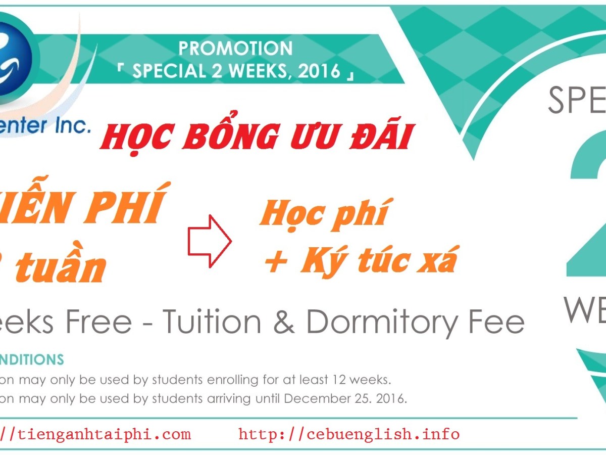 Trường CG: Học bổng miễn phí 2 tuần học phí + KTX du học tiếng Anh Philippines