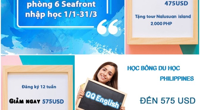 Trường QQ: Học bổng du học tiếng Anh Philippines đến 1.000 USD cho 3 tháng