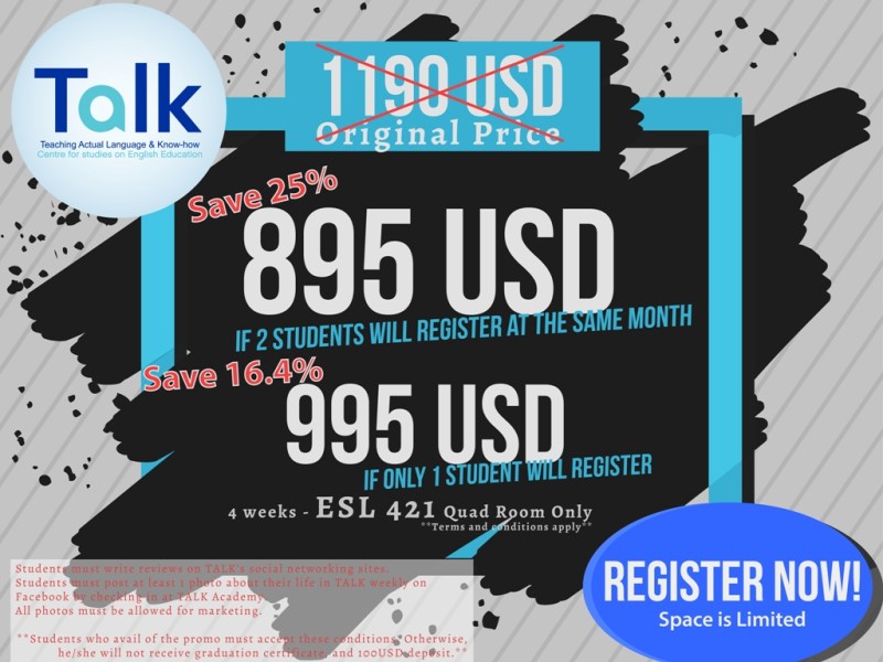 TALK: học bổng ưu đãi 2018 cho du học tiếng Anh Philippines