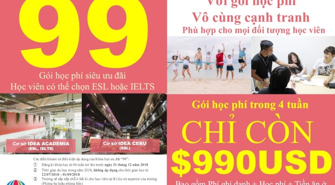 Tổng hợp trường với học bổng chỉ 990 USD học phí + ăn ở. Cơ hội du học tiếng Anh sau hè 2018!