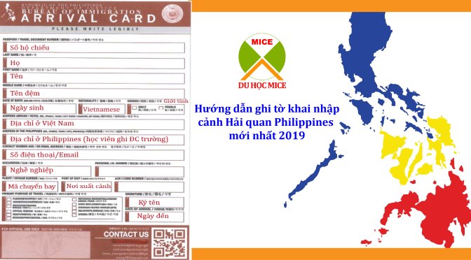 Hướng dẫn ghi tờ khai nhập cảnh Hải quan Philippines