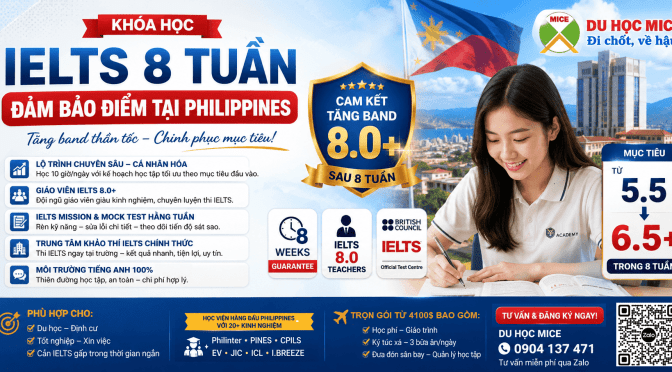 IELTS cấp tốc 8 tuần đảm bảo điểm tại Philippines: chỉ những trường này mới có!