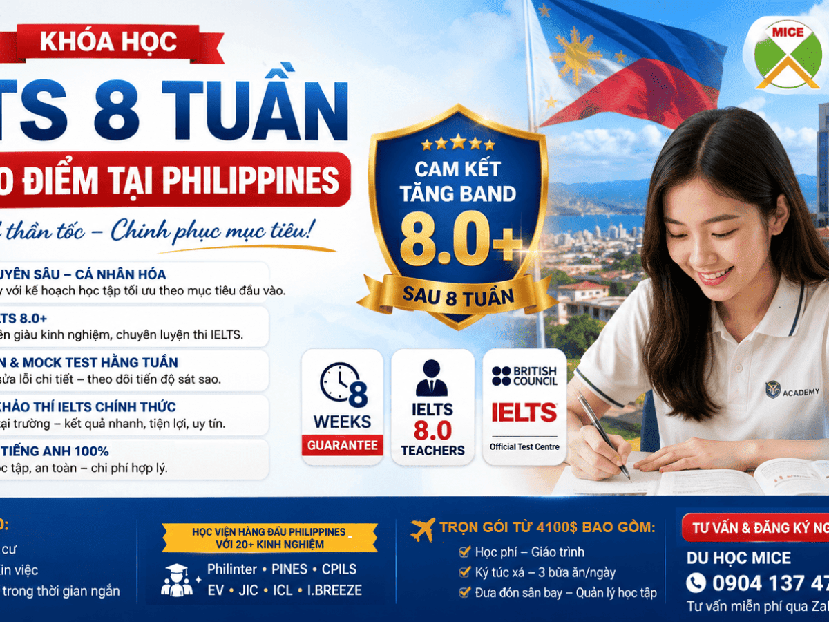 IELTS cấp tốc 8 tuần đảm bảo điểm tại Philippines: chỉ những trường này mới có!